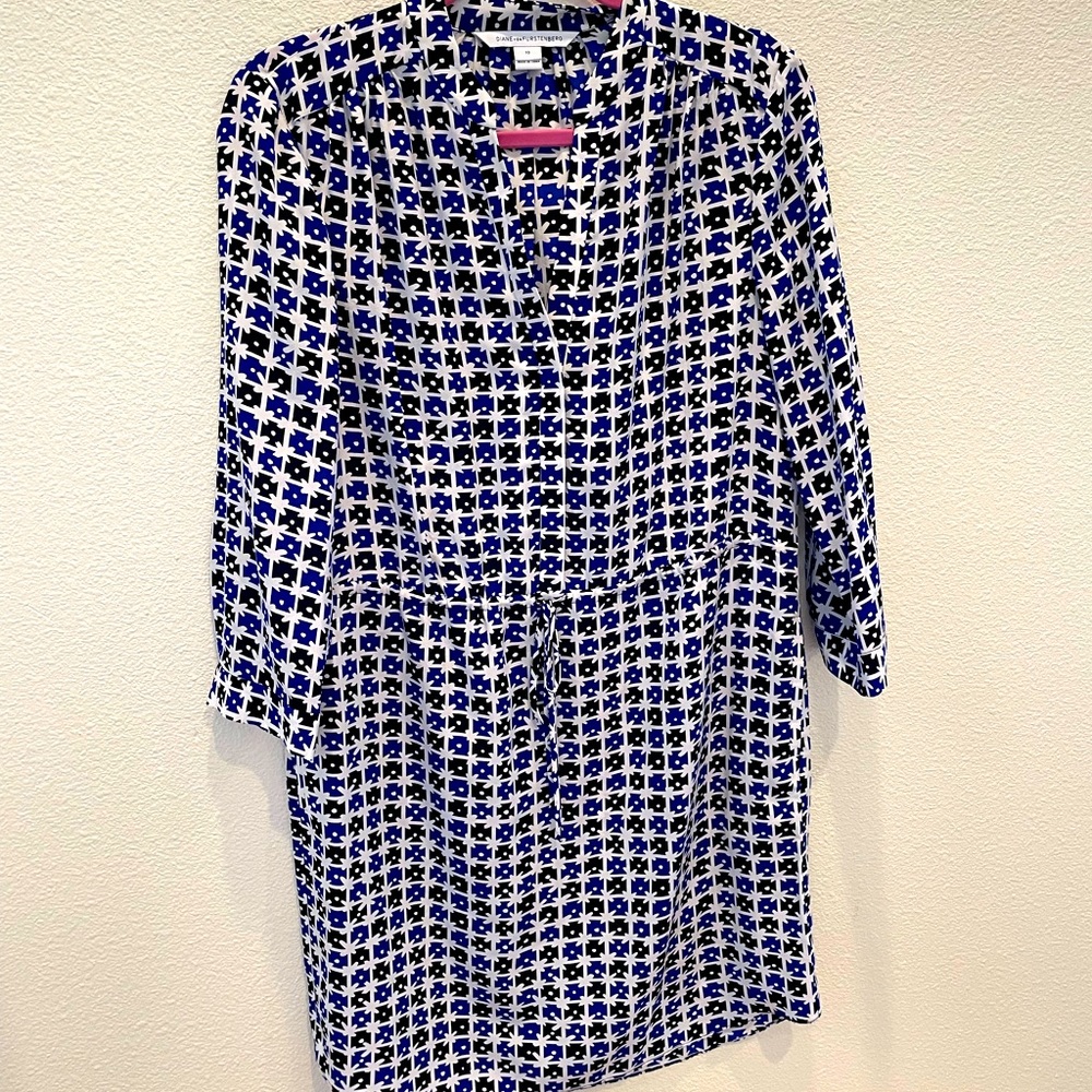 DVF silk sinch tie waist dress